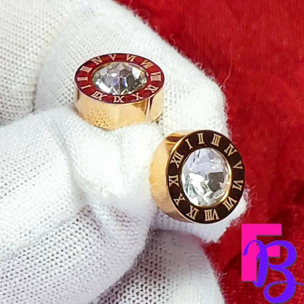 Roman Rose Gold Numeral Stud Earrings - Picture 4 of 8